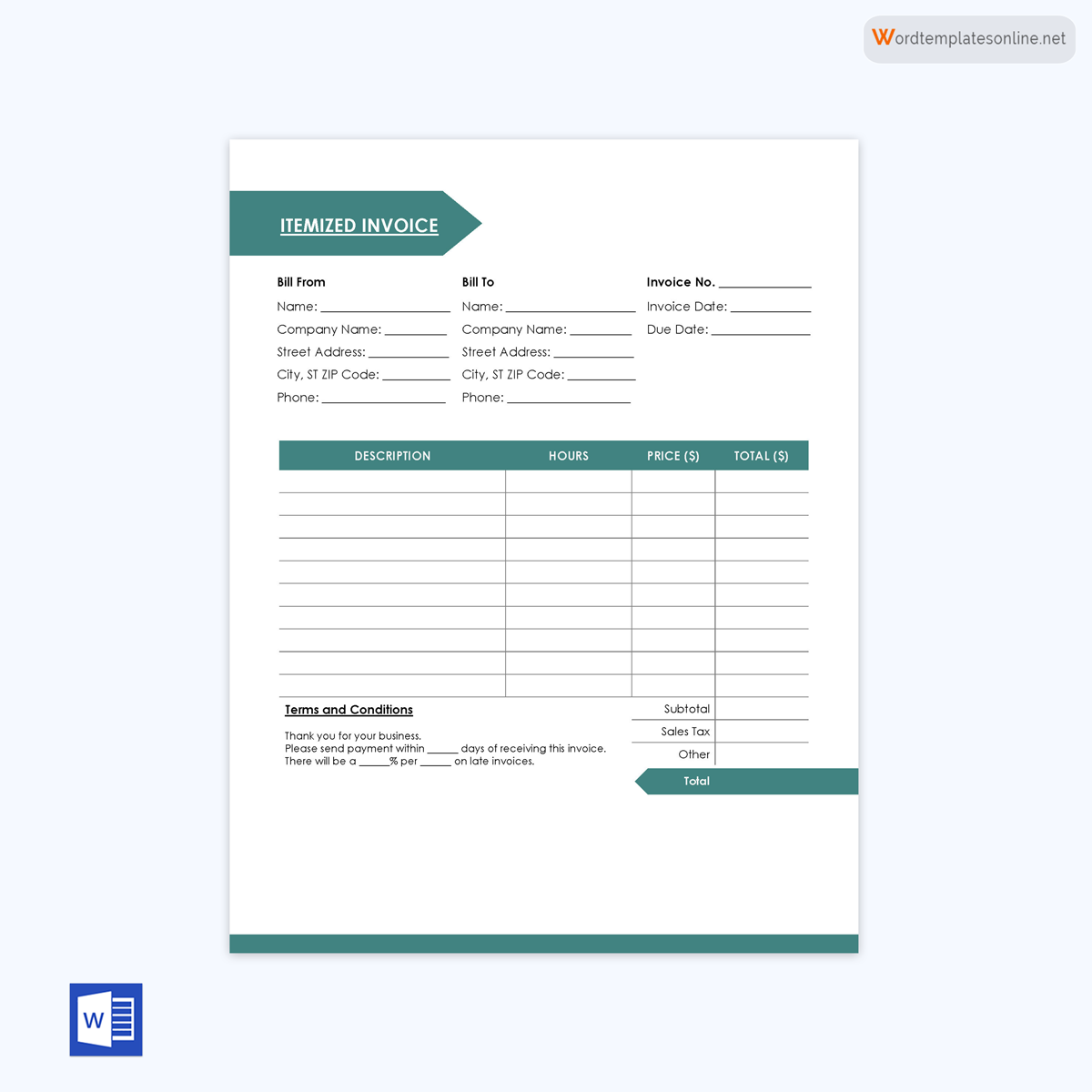 Sample Itemized Receipt Template for Free