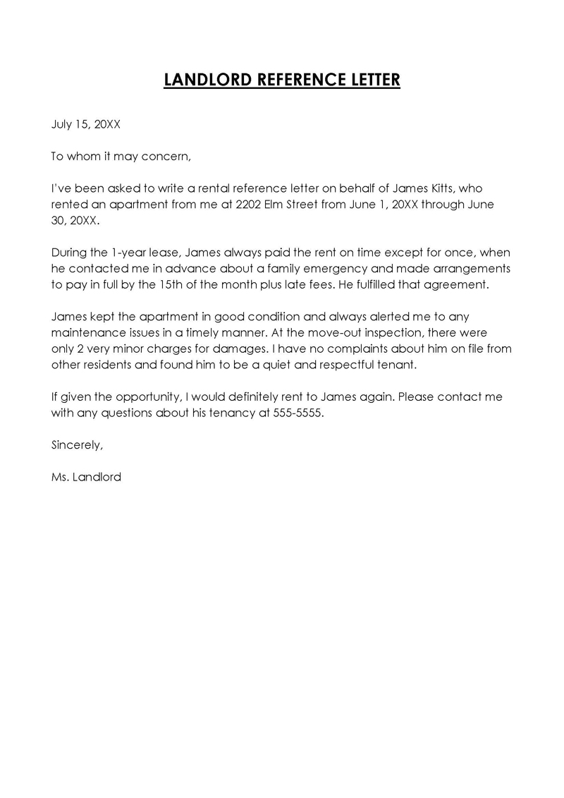 landlord reference letter