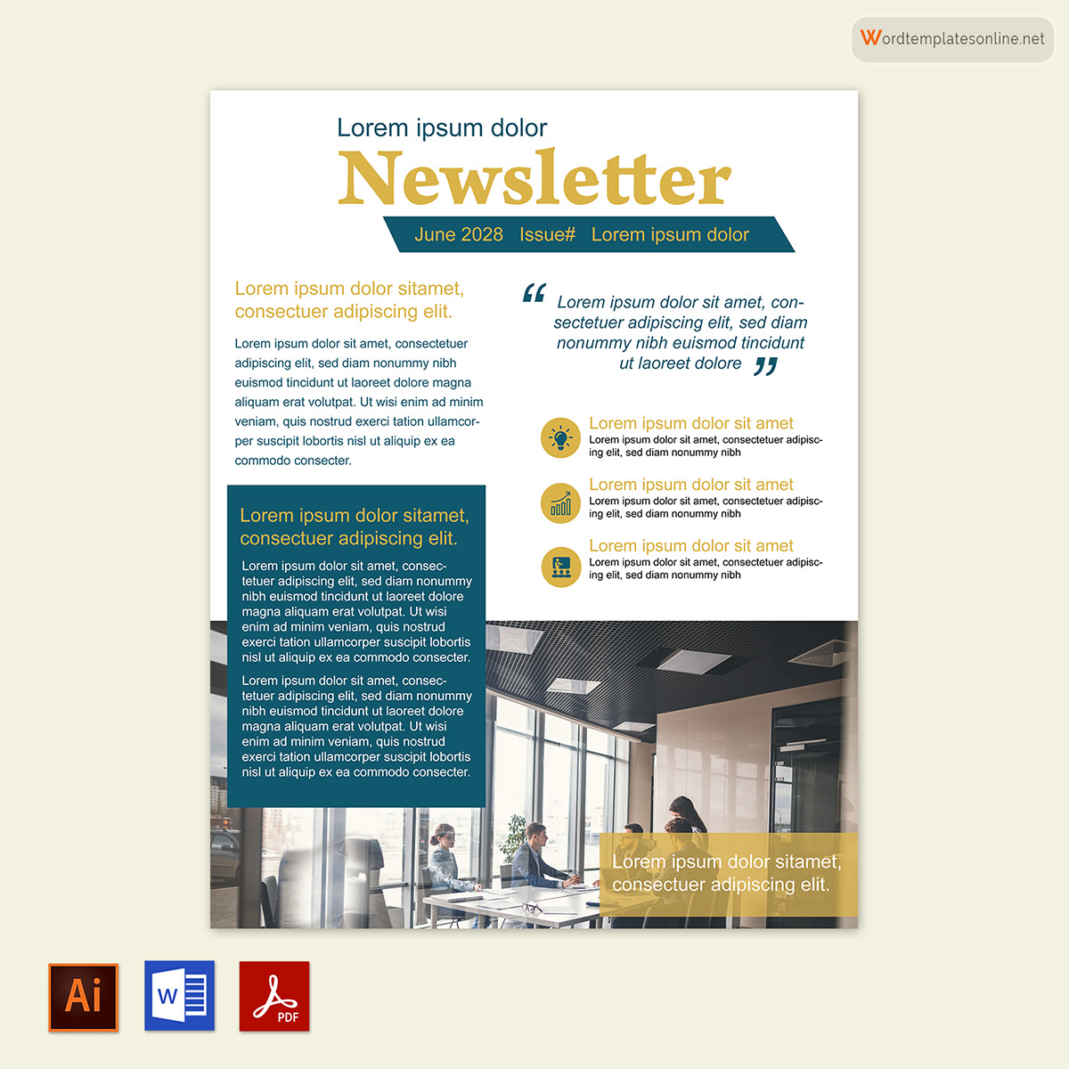 Free Printable Newsletter Template 01 in Word and Adobe Format