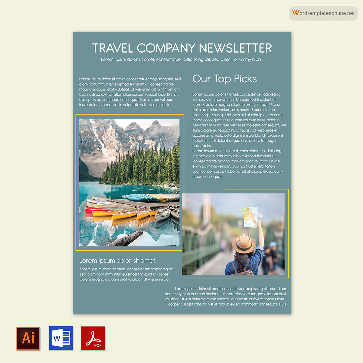 Free Printable Newsletter Template 02 in Word and Adobe Format