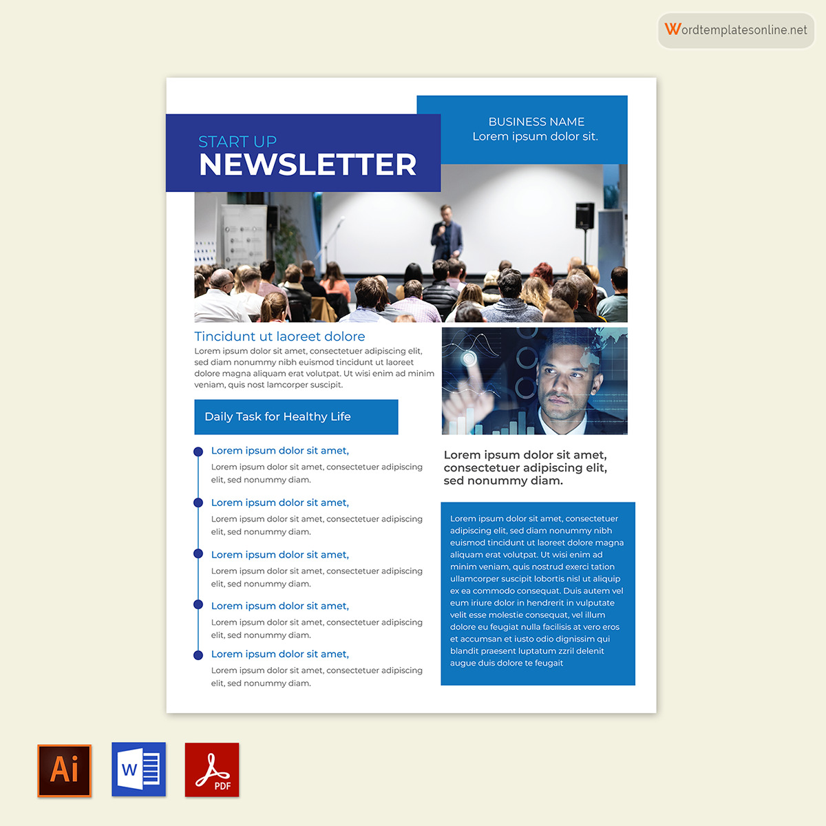 Free Printable Newsletter Template 03 in Word and Adobe Format