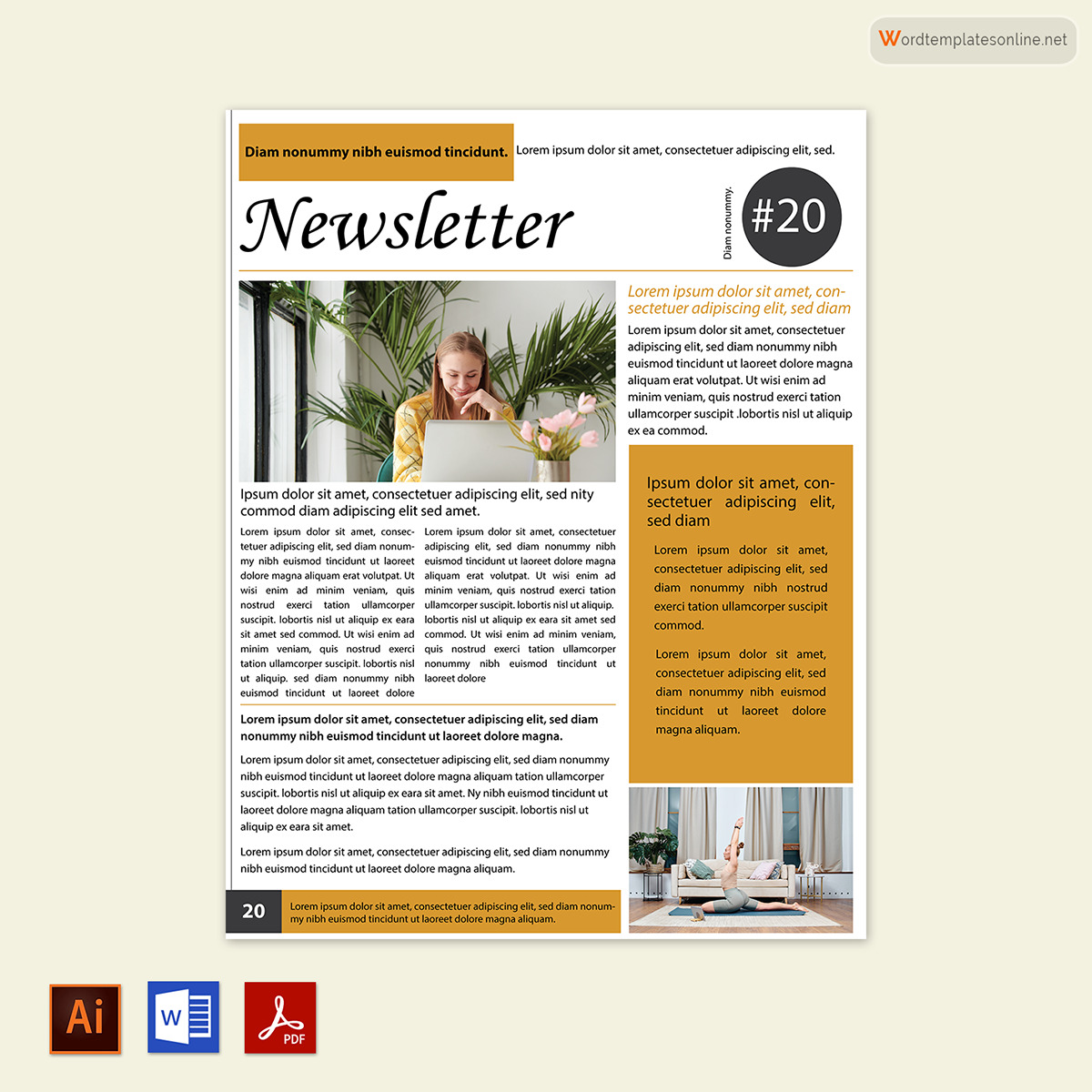 Free Printable Newsletter Template 04 in Word and Adobe Format