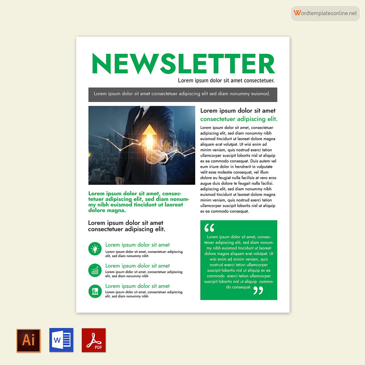 Printable Newsletter Template - Adobe Illustrator