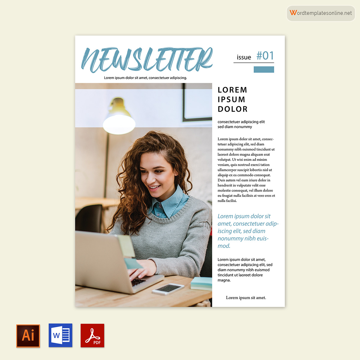 Free Printable Newsletter Template 06 in Word and Adobe Format