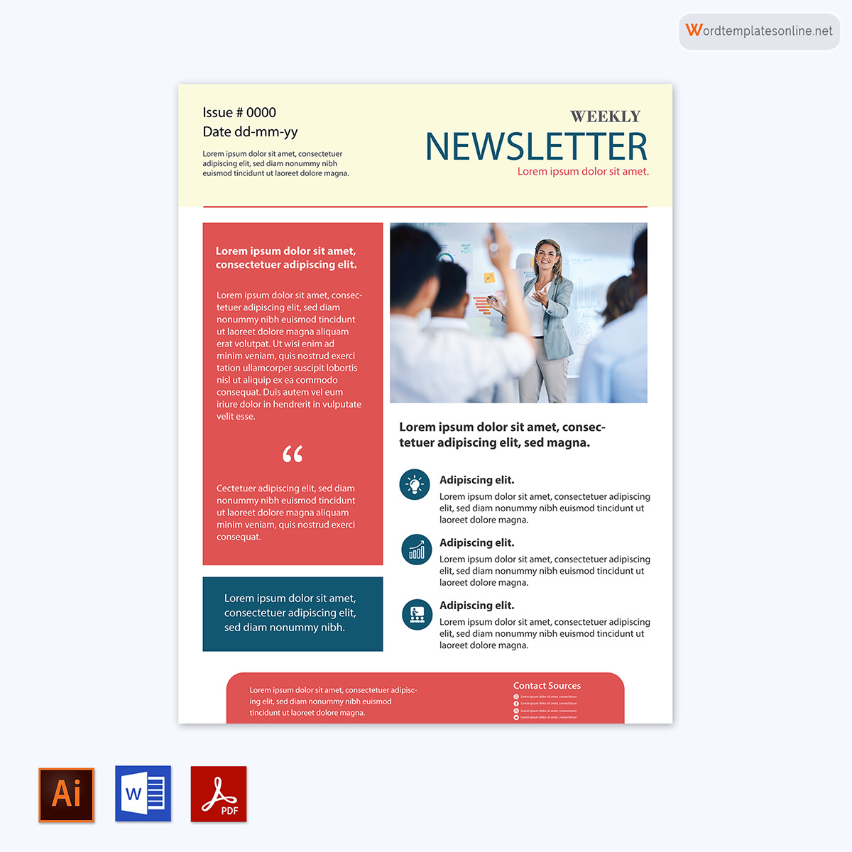 Free Printable Newsletter Template 07 in Word and Adobe Format