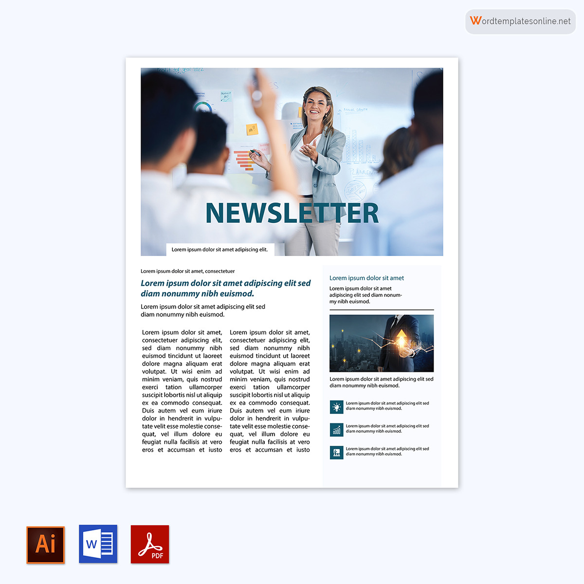 Free Printable Newsletter Template 08 in Word and Adobe Format