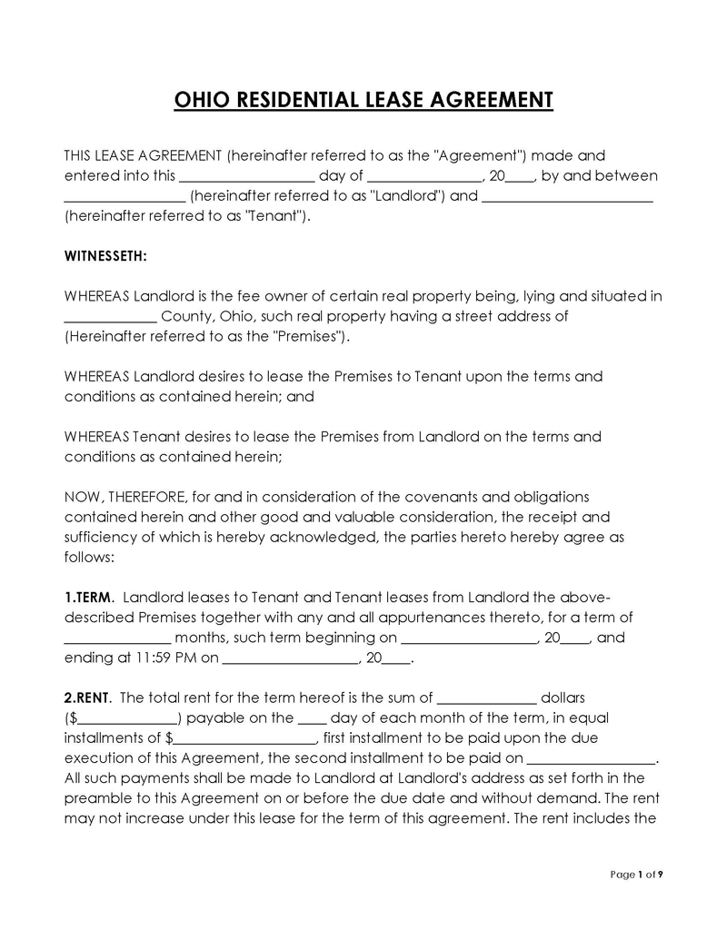 
standard lease agreement pdf