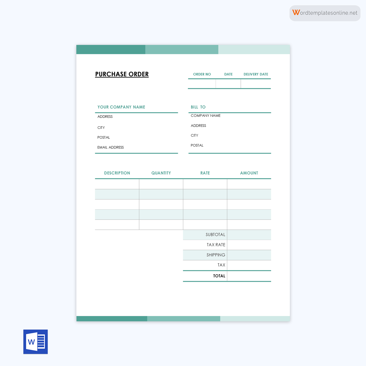 Purchase order template in Word format 11