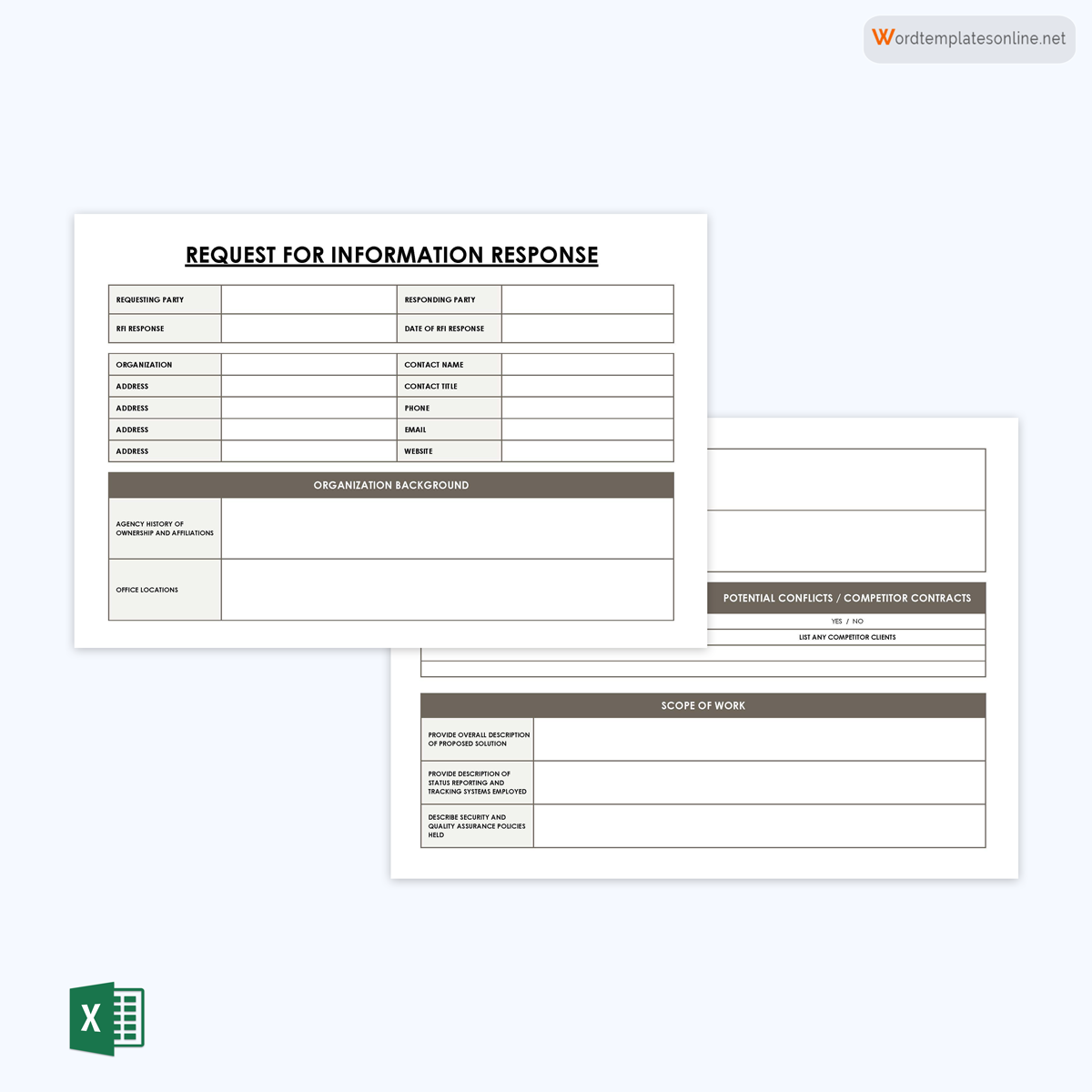 Professional Editable Request for Information Response Template for Excel Sheet
