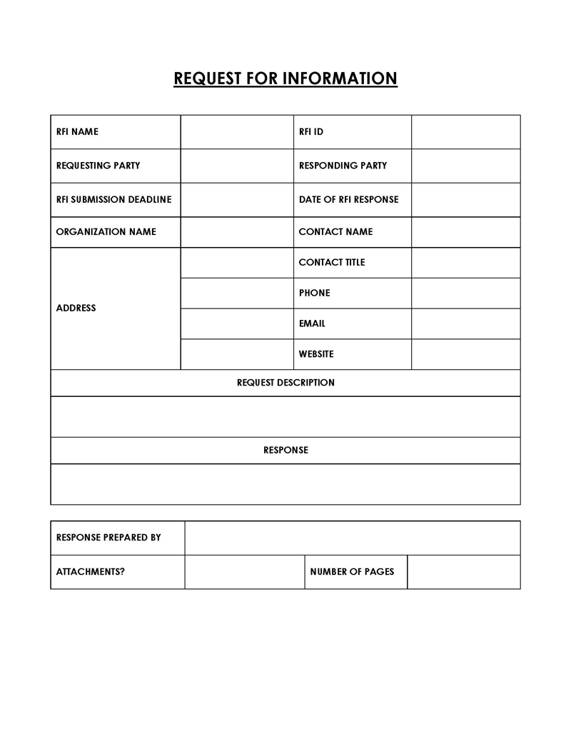 Great Printable Request for Information Template 03 for Word File