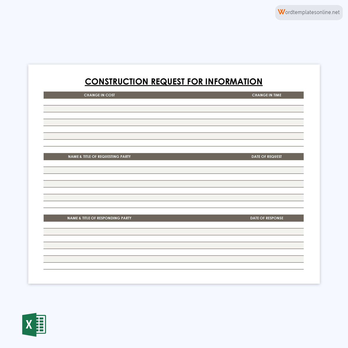 Great Comprehensive Construction Request for Information Template for Excel Sheet