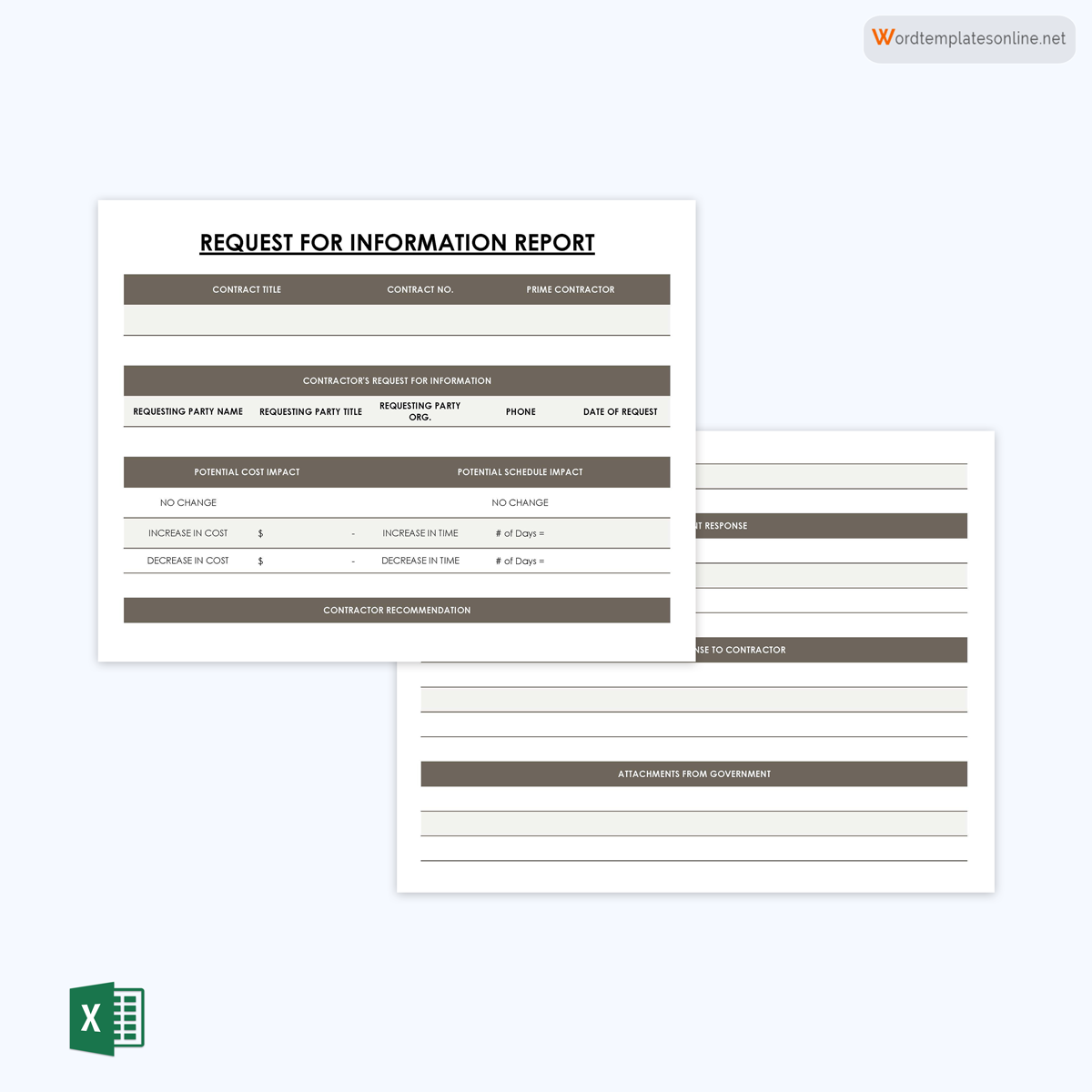 Professional Editable Request for Information Report Template for Excel Sheet