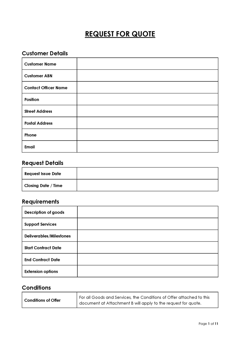 Free Printable Request For Quotation Template 02 for Word Document