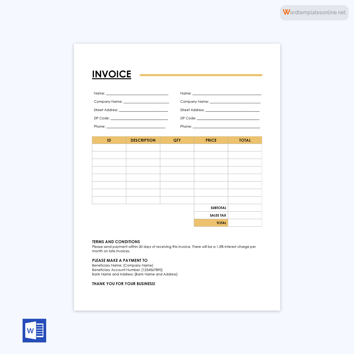 download free Standard invoice