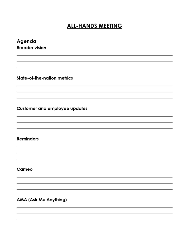 Free Fillable All-Hands Team Meeting Agenda Template as Word Document