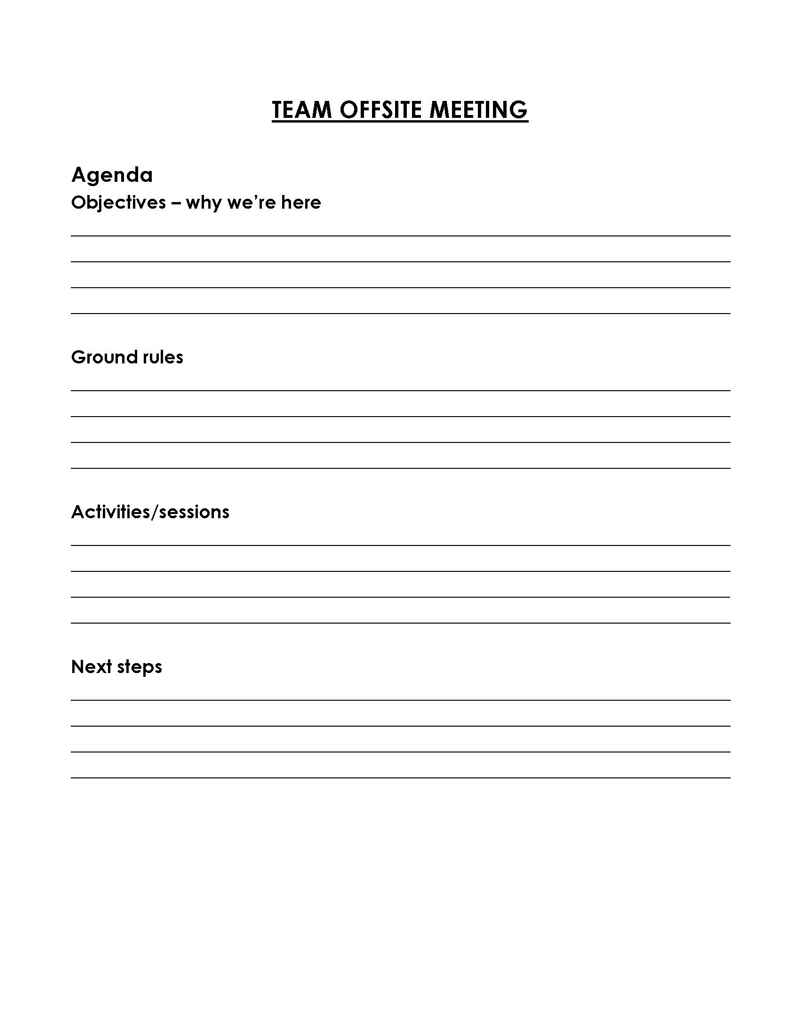 Free Editable Team Offsite Meeting Agenda Template for Word File