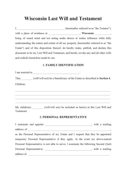 Free Wisconsin Last Will And Testament Templates (Word, PDF)