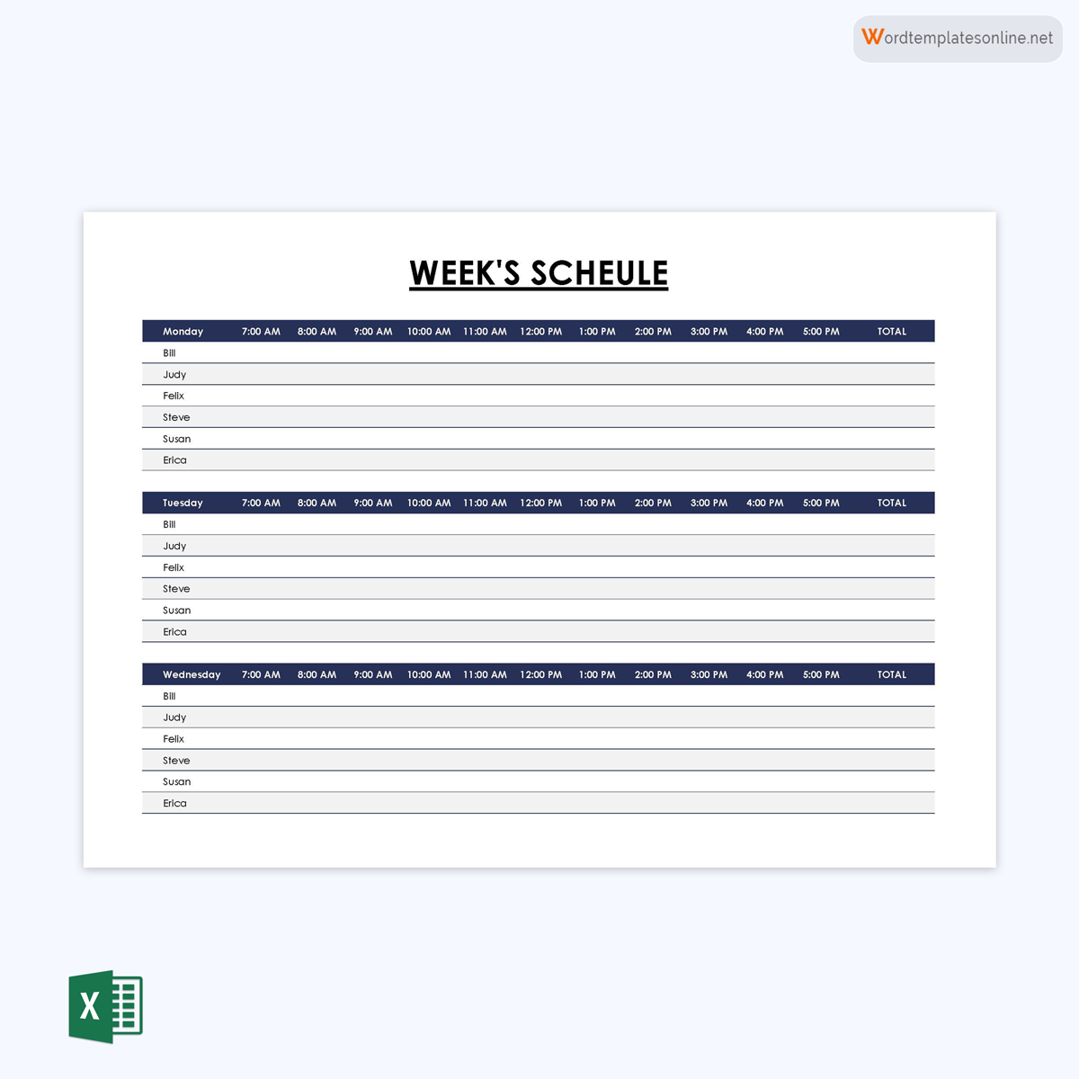 work schedule template google sheets