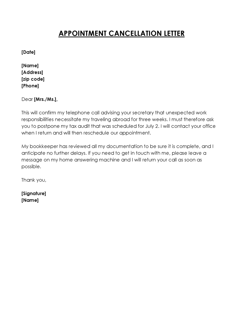 Editable appointment cancellation email format and sample 12