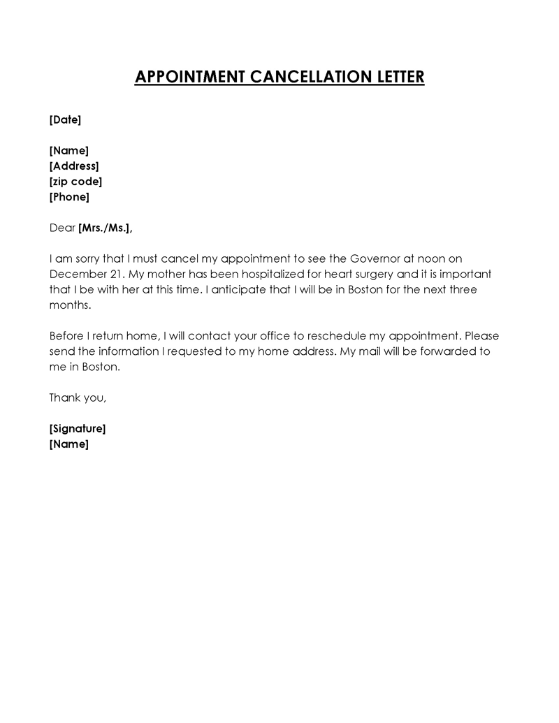  apology letter for cancellation of appointment