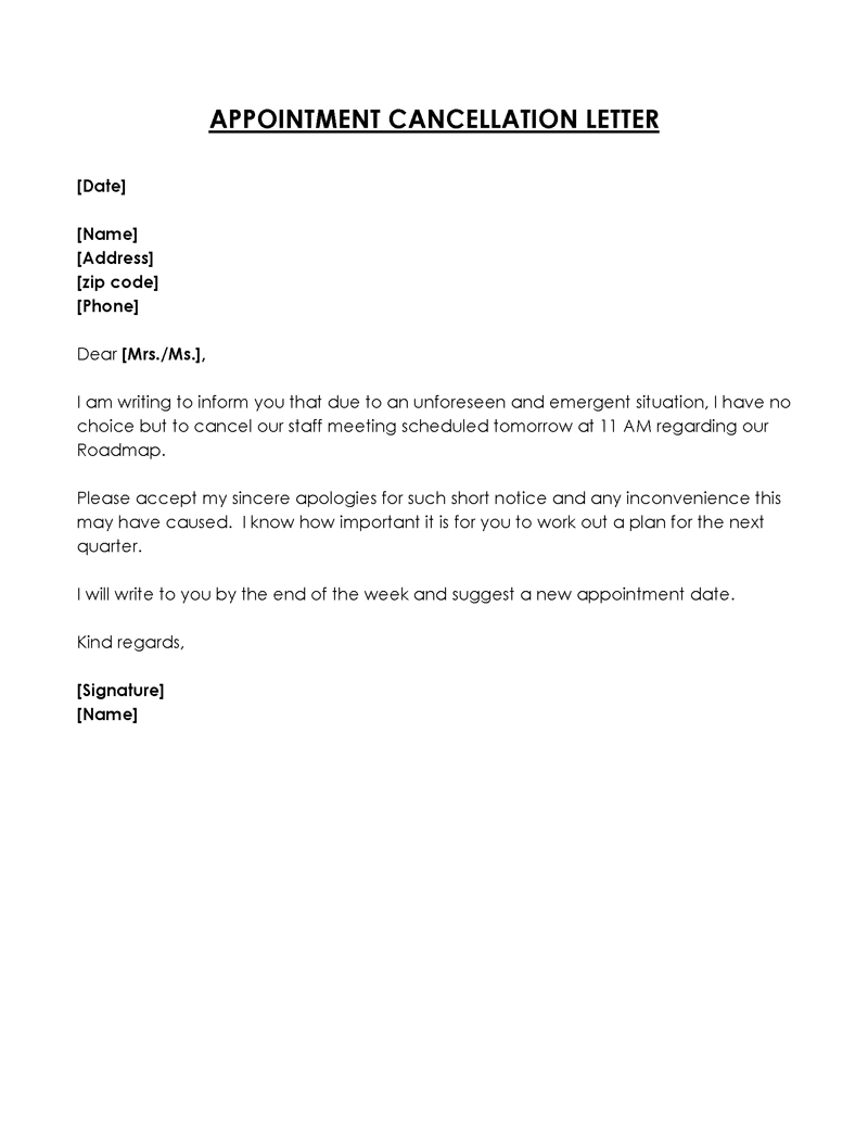 Appointment cancellation email template with free download 15