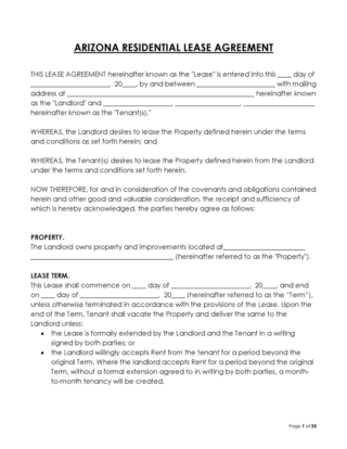 Free Arizona Lease Agreement Templates (PDF, Word)