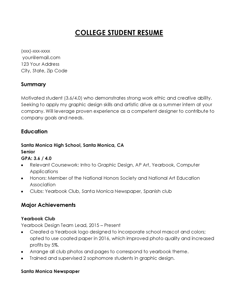 resume template ms word
