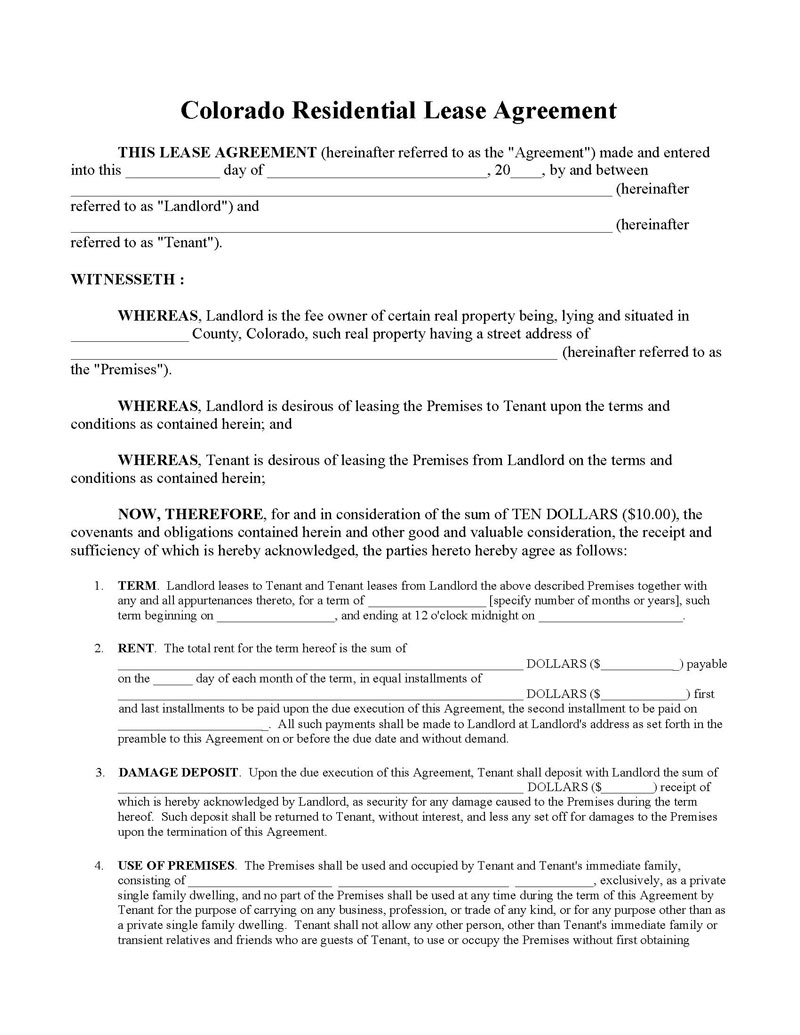  simple colorado lease agreement