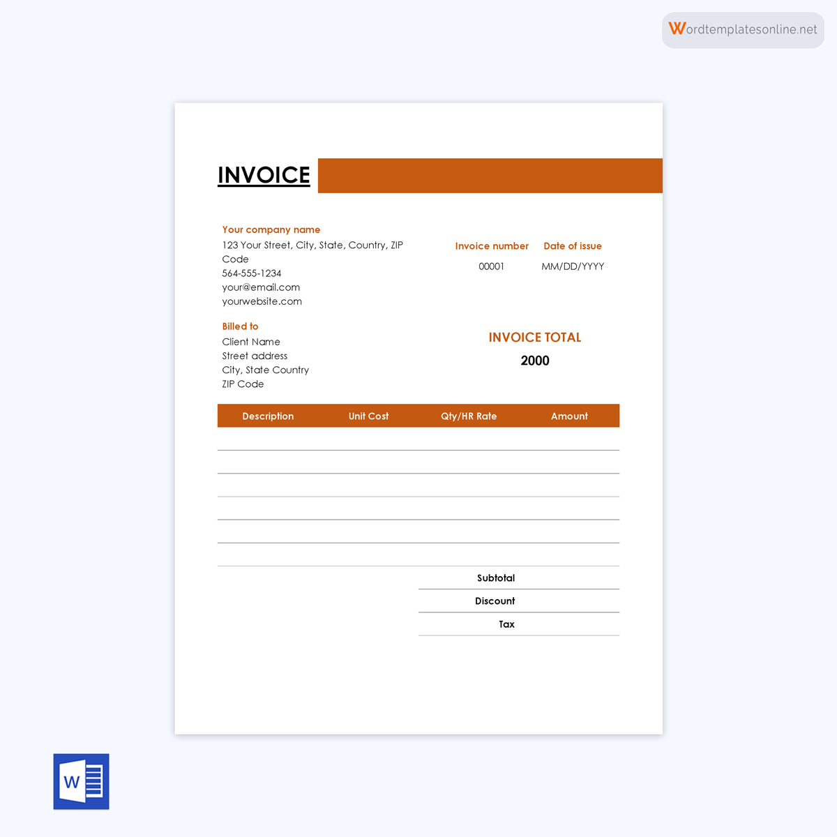 Printable consultant invoice form