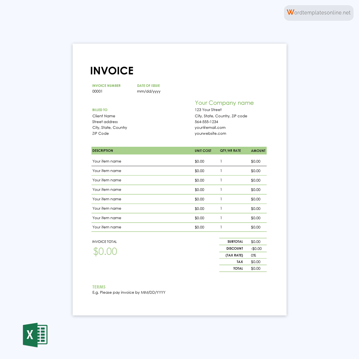 Printable consultant invoice example