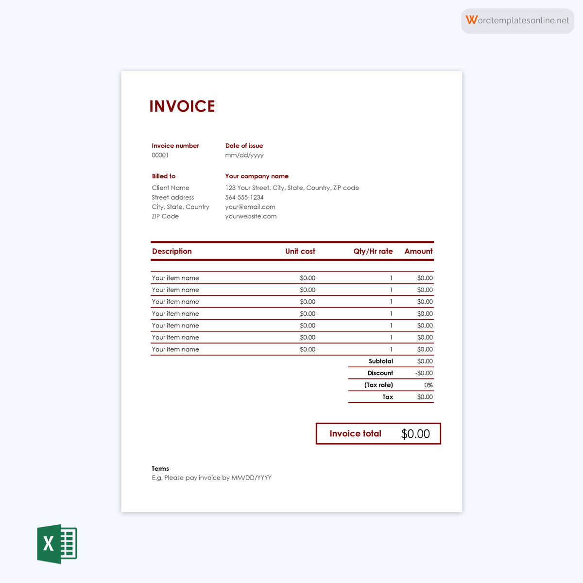 Example of a consultant invoice