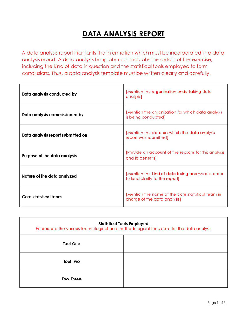 Free Data Analysis Report Template 03 for Word