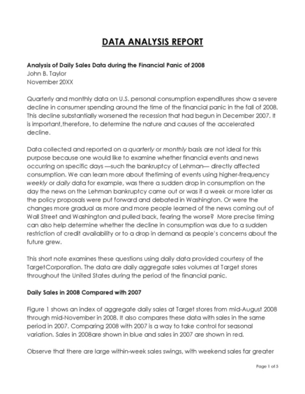 Free Data Analysis Report Templates (Word) - Editable
