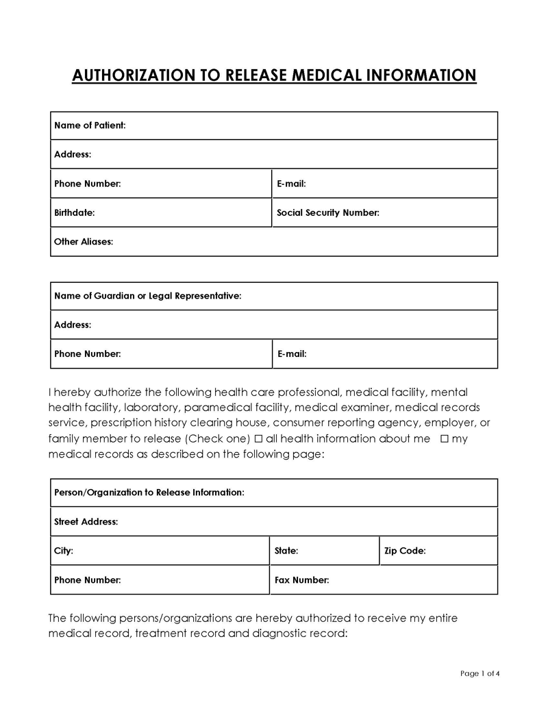 free medical records release form