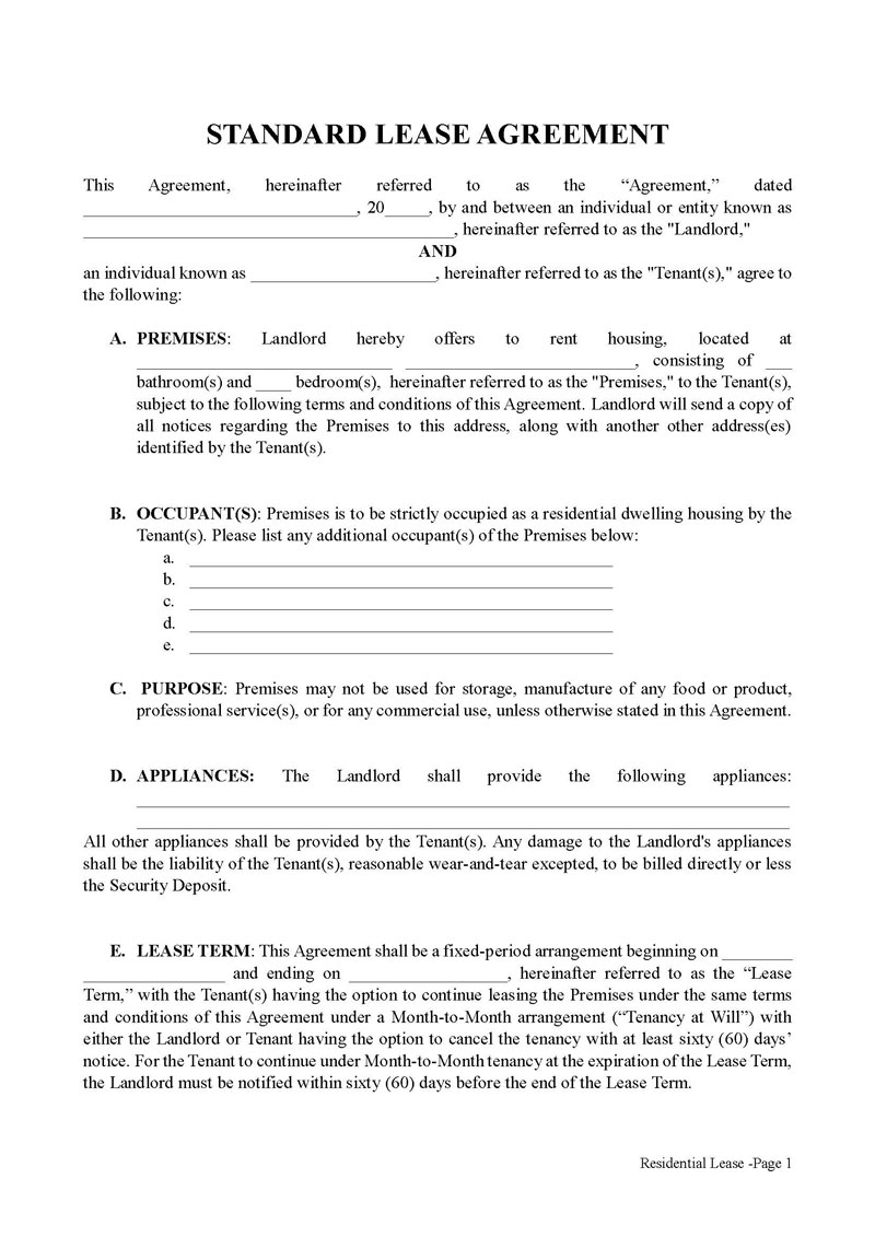 Sample Maryland Lease Agreement Format
