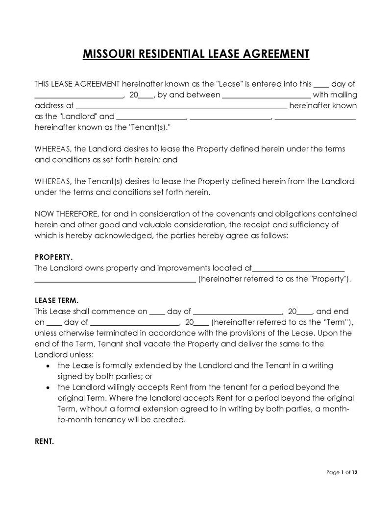  residential lease agreement