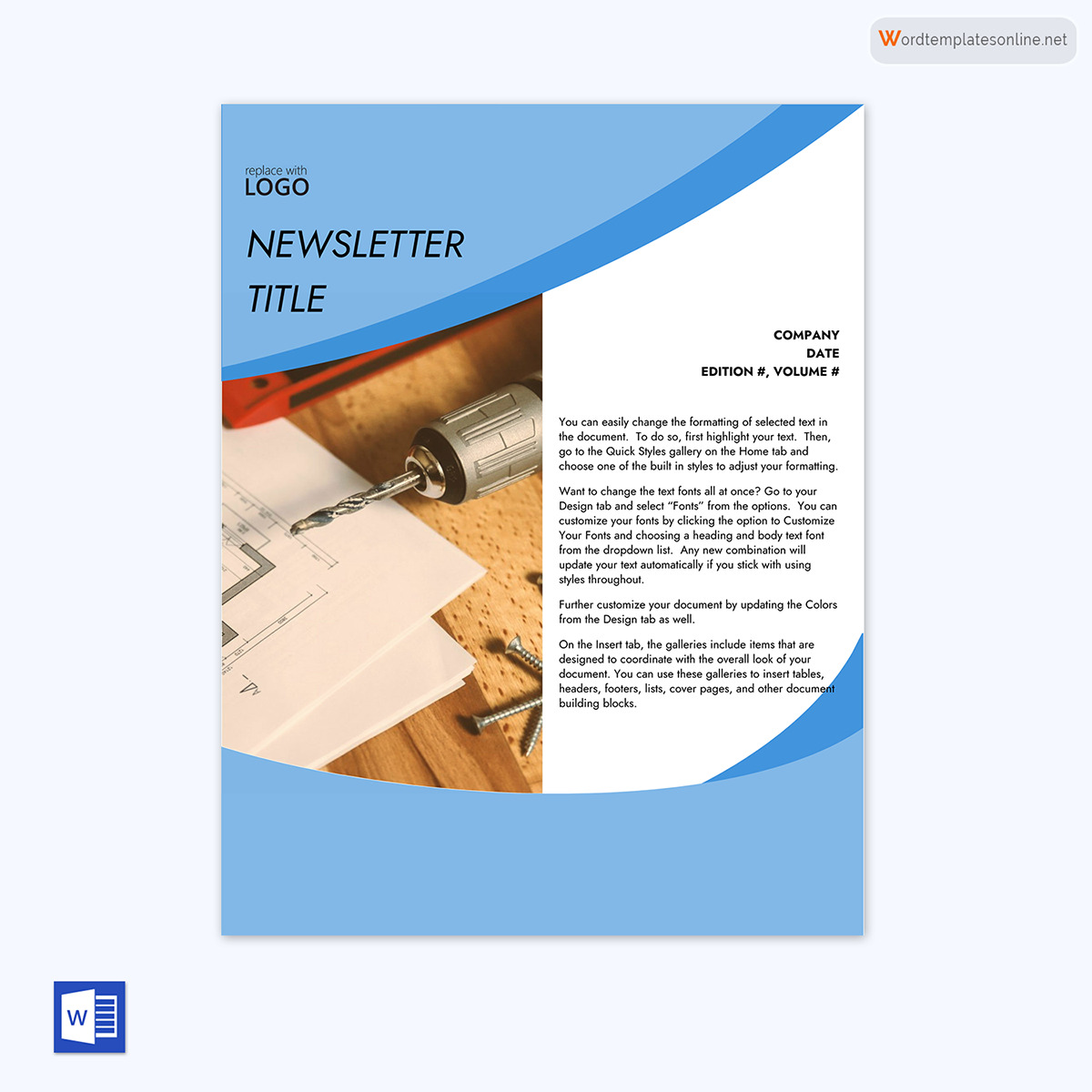 Premium Printable Newsletter Template 13 as Word and Adobe File