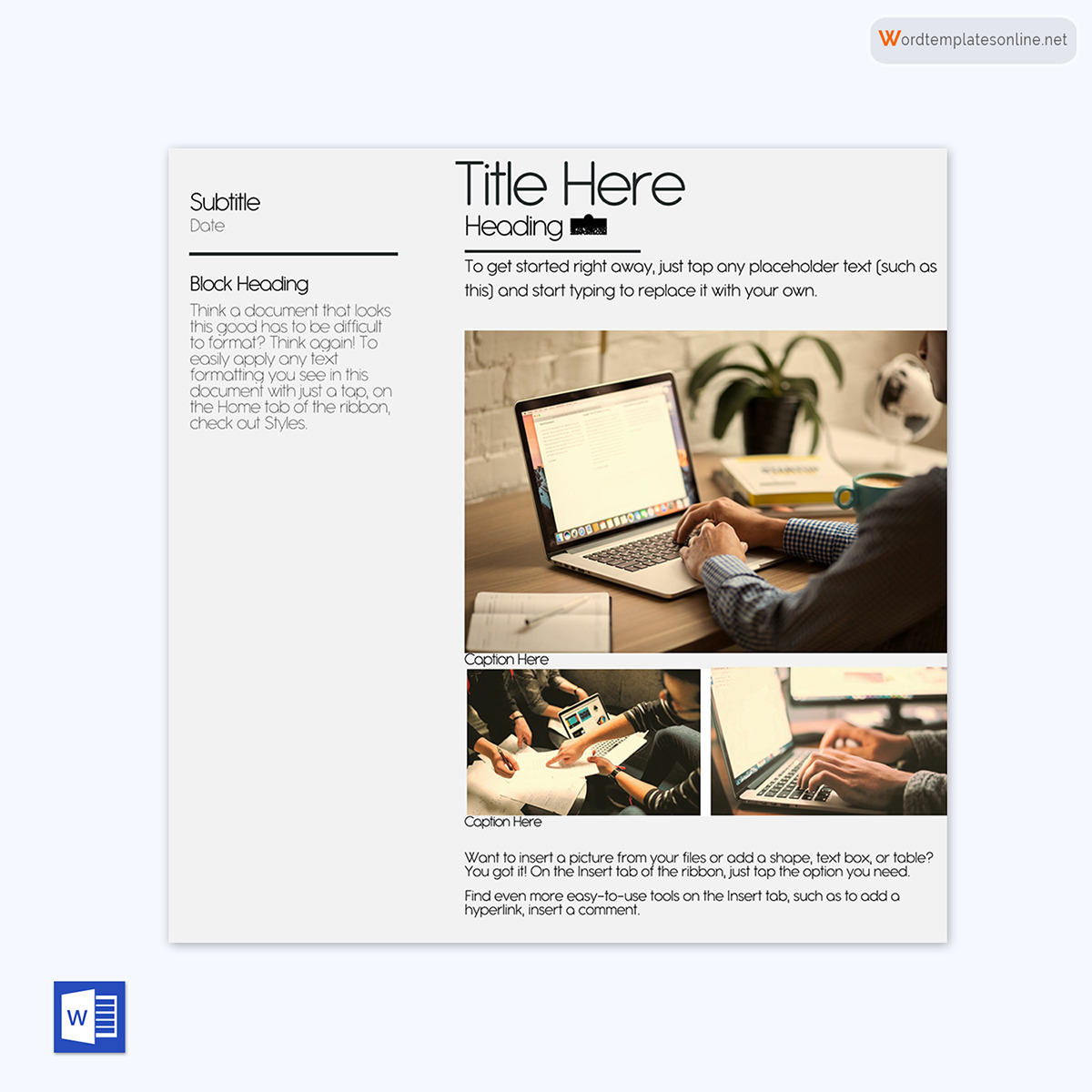 Premium Creative Newsletter Template 18 as Word and Adobe File