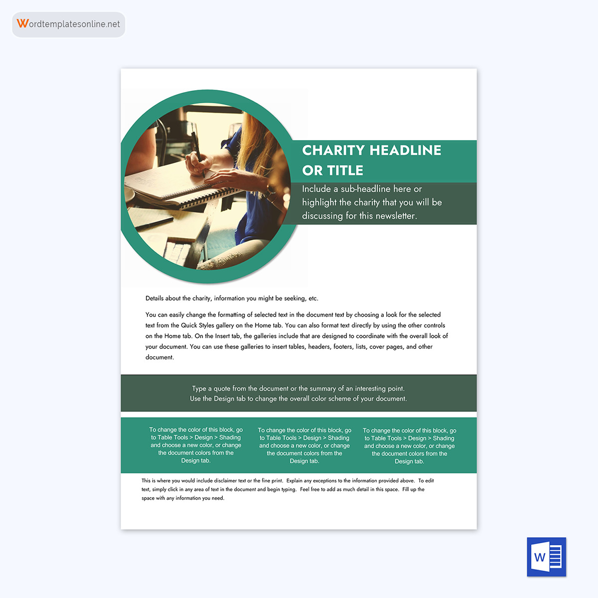 Creative Printable Newsletter Template 22 as Word and Adobe File
