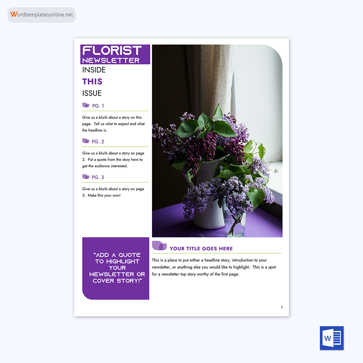 Creative Printable Newsletter Template 23 as Word and Adobe File