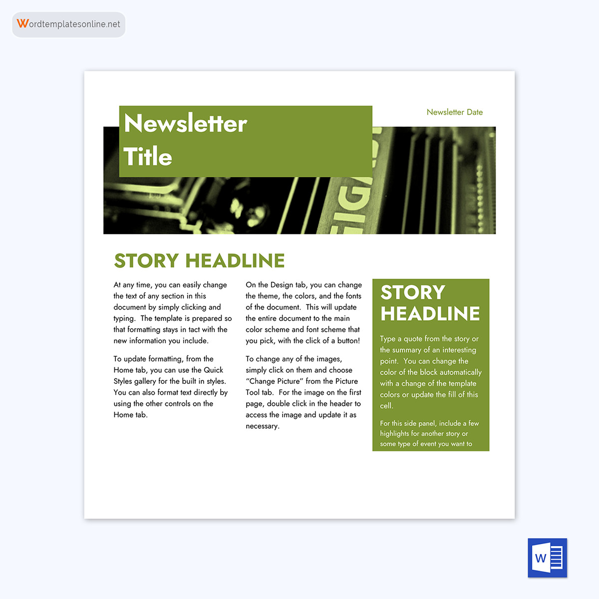 Creative Printable Newsletter Template 25 in Word and Adobe Format