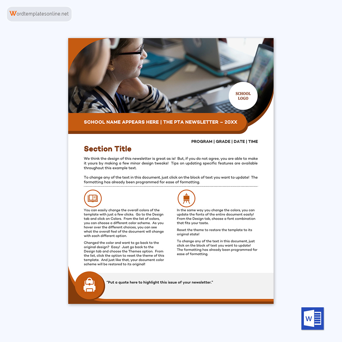 Free Customizable Newsletter Template 30 in Word and Adobe Format