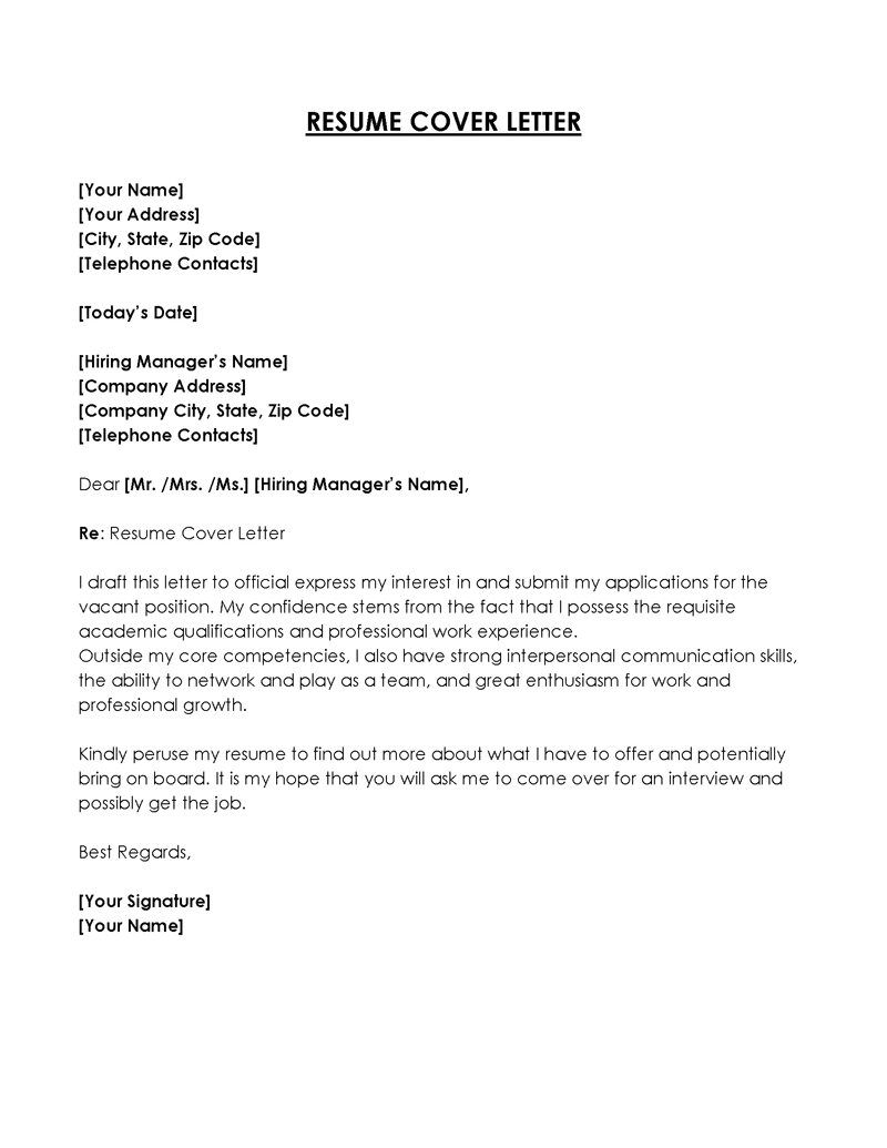 PDF Resume Cover Letter Example