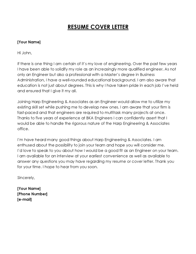 PDF Cover Letter Template