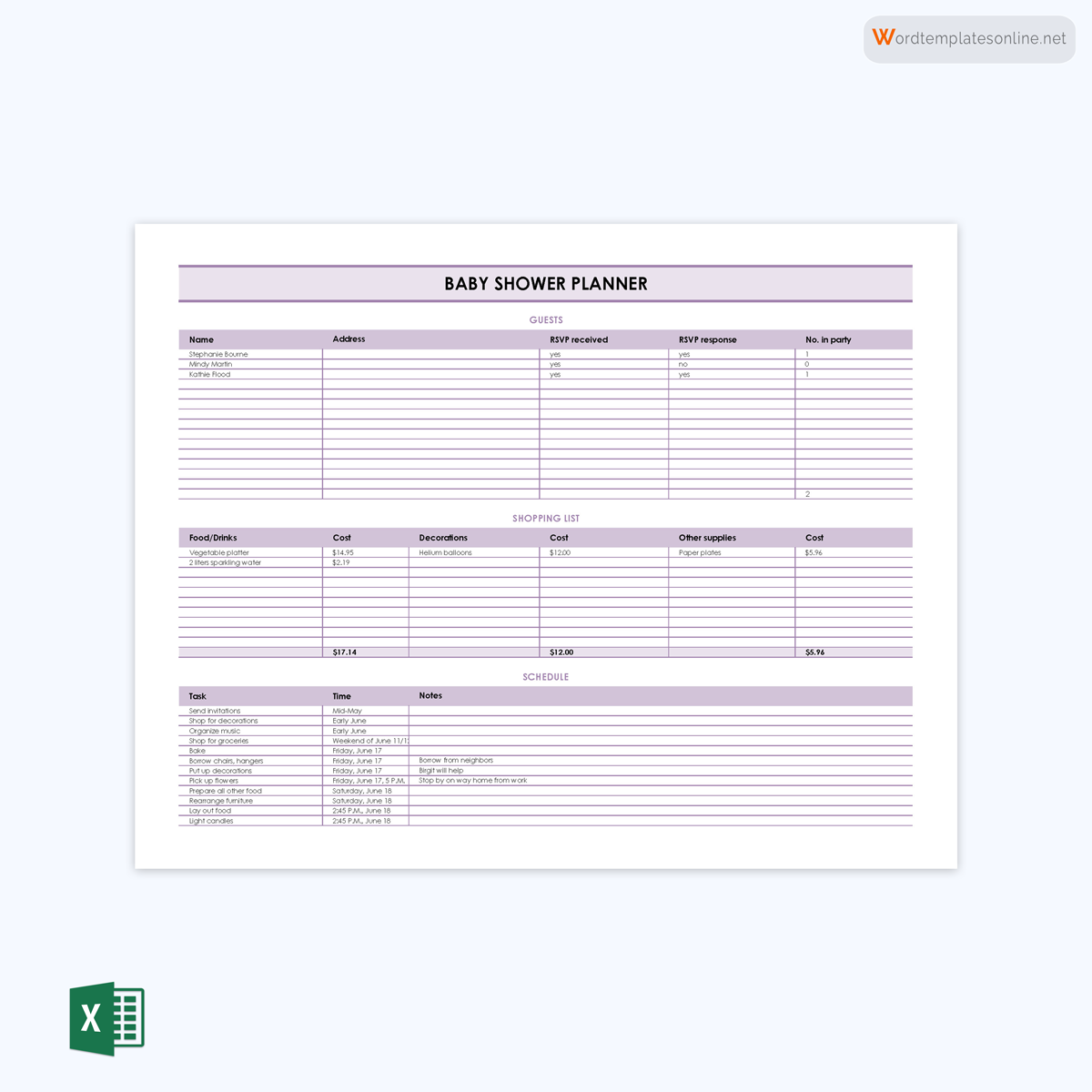 Baby shower checklist PDF
