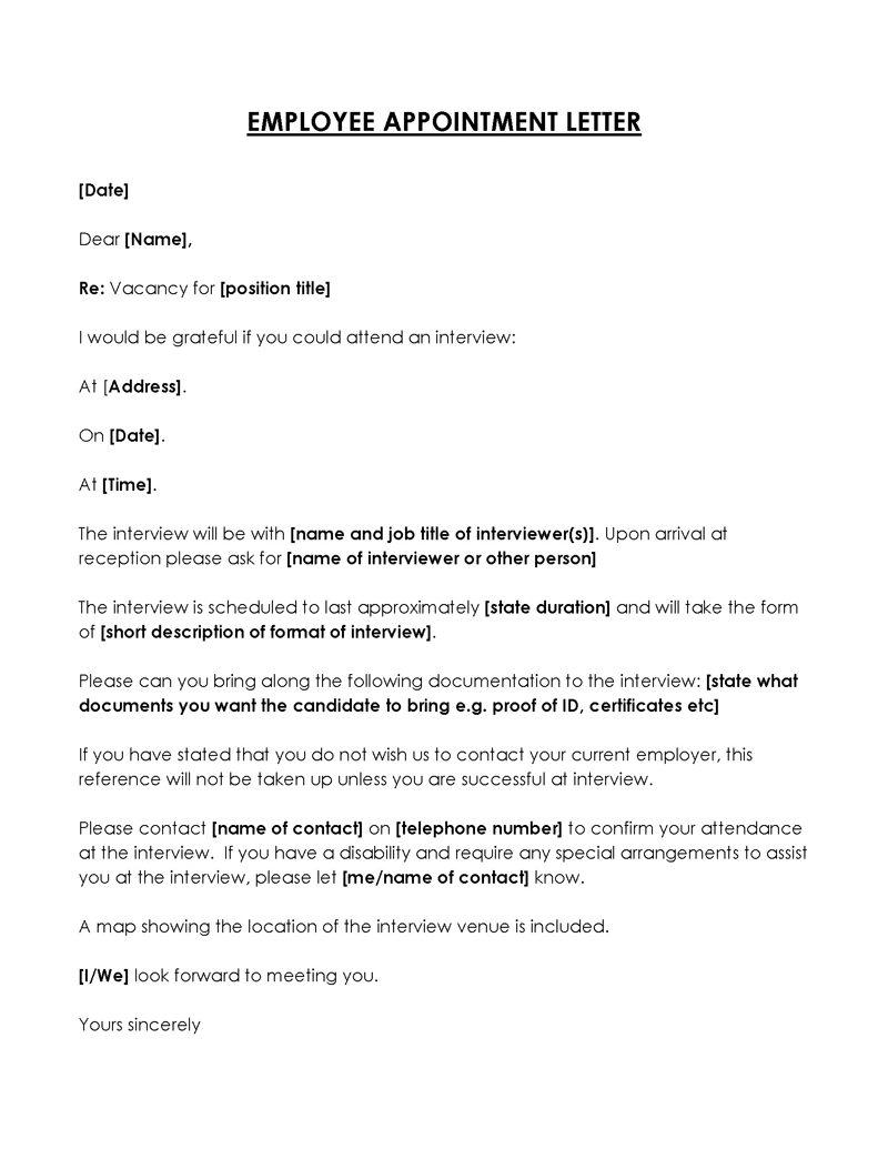 Simple appointment letter Format in Word free download 