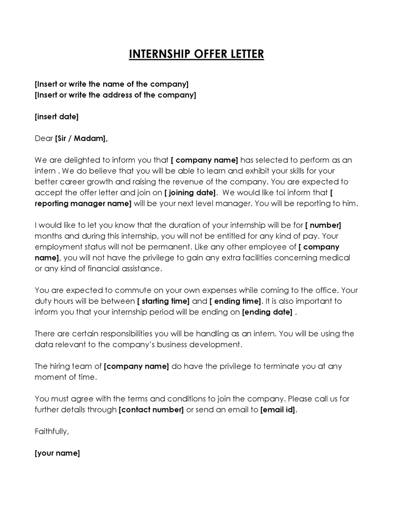 Internship letter from company 