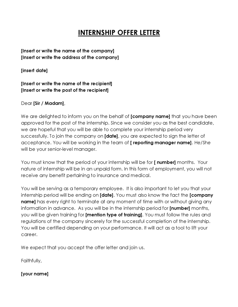  internship appointment letter pdf