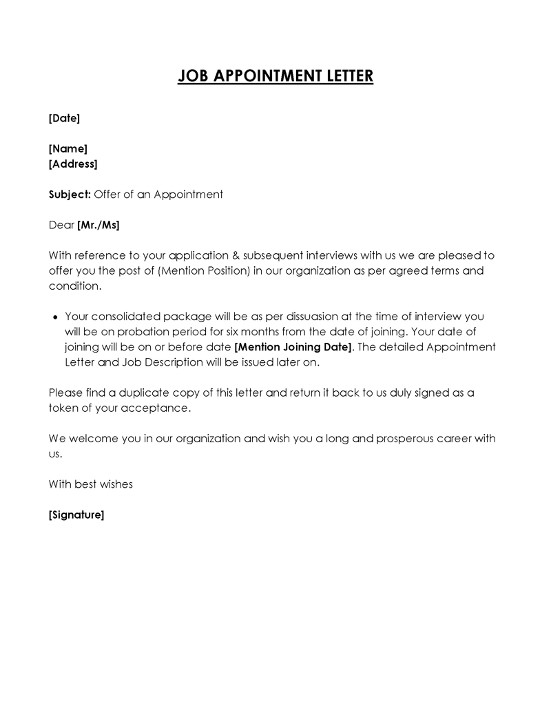 Appointment letter PDF