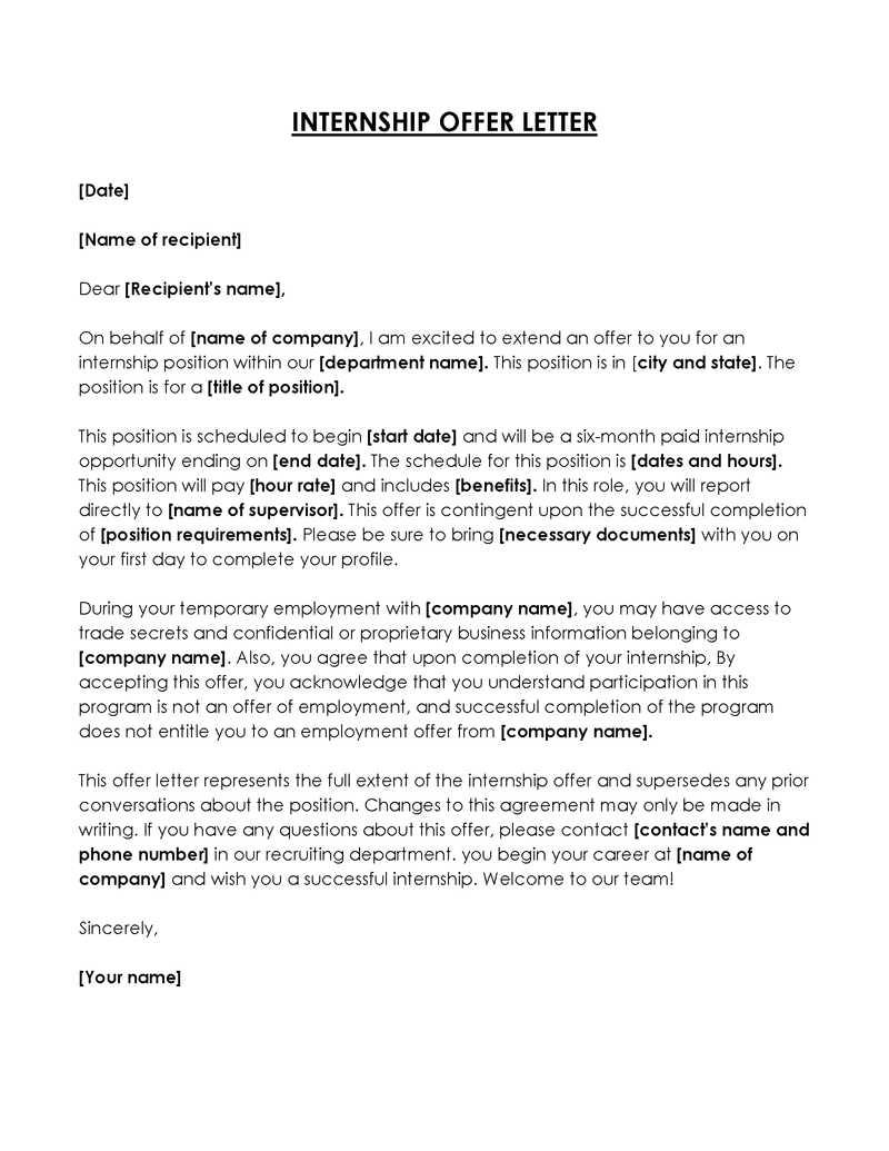 Internship letter from company after completion 